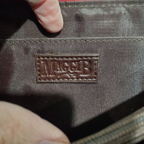 Maggi B Burgundy Red Tapestry Clutch Purse Handbag Organizer Crossbody Palm Tree - Picture 7 of 16